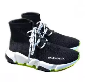 balenciaga metallic knit sock sneakers with laces black blue